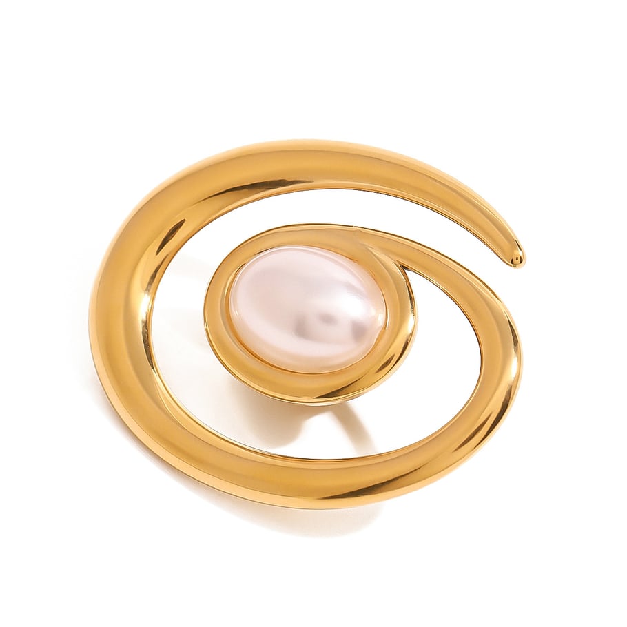 1 Paar Simple Series Klassische geometrische Edelstahl 18 Karat vergoldete Kunstperlen Damenbroschen Bild7