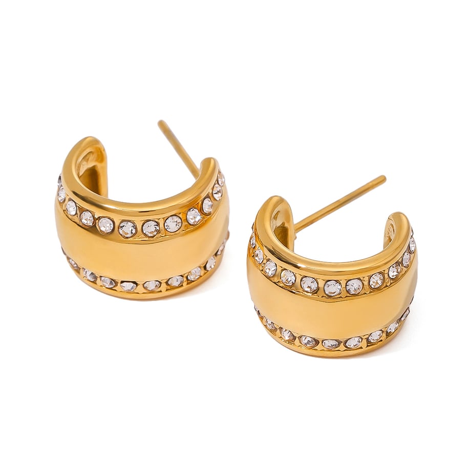 1 Paar Simple Series Ins Style Geometrischer Edelstahl 18 Karat vergoldet Strass Damen Ohrstecker Bild6