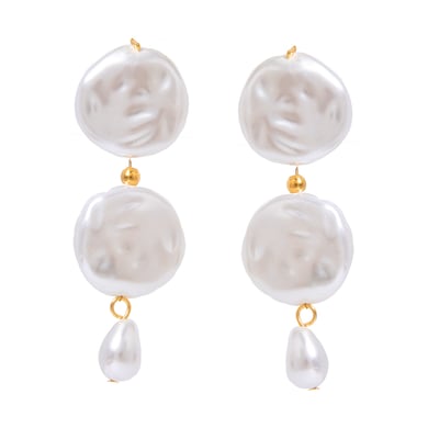 1 Paar einfache Serie elegante geometrische Edelstahl 18 Karat vergoldet künstliche Perle Frauen Tropfen Ohrringe h5 Bild6