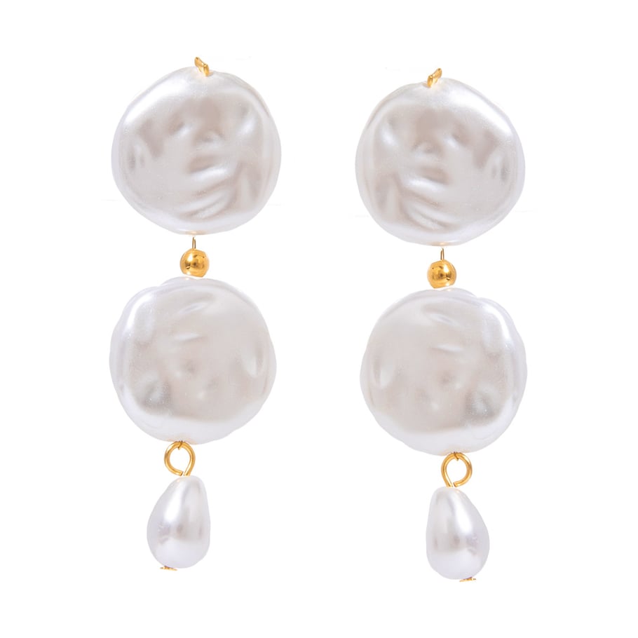 1 Paar einfache Serie elegante geometrische Edelstahl 18 Karat vergoldet künstliche Perle Frauen Tropfen Ohrringe Bild6