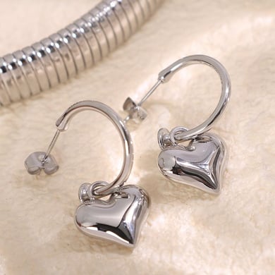 1 Pair Romantic Series Sweet Heart Titanium Steel   Gold Color  Women's Drop Earrings h5 Picture6