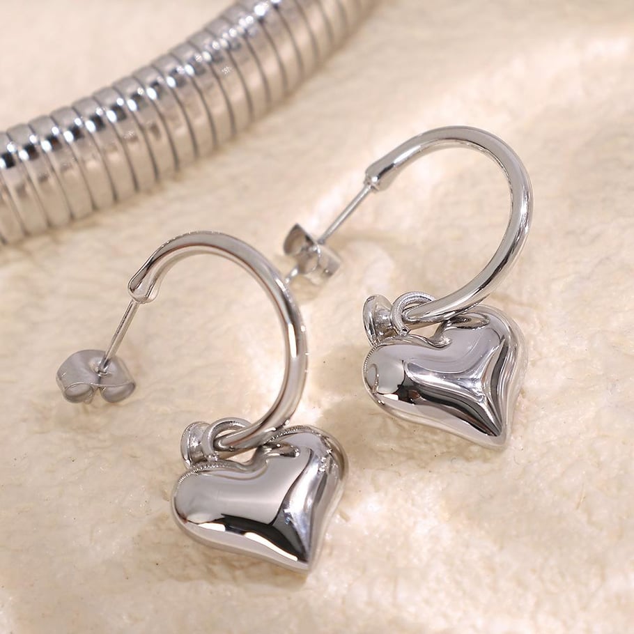 1 Pair Romantic Series Sweet Heart Titanium Steel   Gold Color  Women's Drop Earrings Picture6