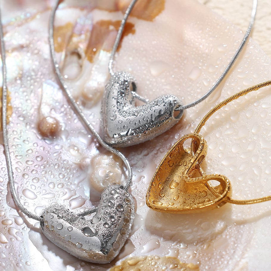 1 Piece Modern Series All-match Heart Shape Stainless Steel Gold Color Women's Pendant Necklaces Picture7