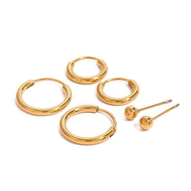 1 Paar Simple Series Tägliches geometrisches Edelstahl-Ohrring-Set für Damen, 18 Karat vergoldet h5 Bild6