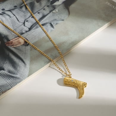 1 Piece Stylish Series Classic Solid Color Boot Stainless Steel Gold Color Women's Pendant Necklaces h5 Picture7