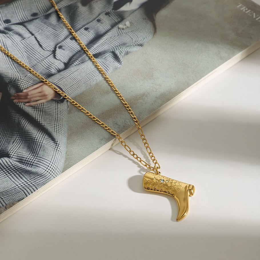 1 Piece Stylish Series Classic Solid Color Boot Stainless Steel Gold Color Women's Pendant Necklaces Picture7