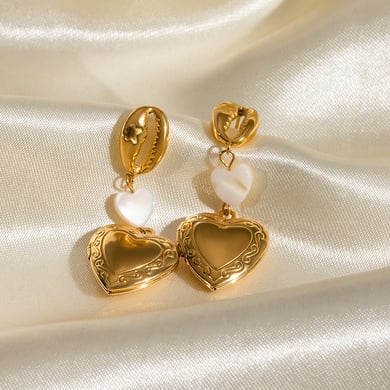 1 Pair Romantic Series Elegant Coffee Bean Stainless Steel Gold Color Women's DIY Drop Earrings h5 Picture4
