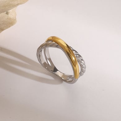1 Pair Simple Series Simple Geometric Stainless Steel 18K Gold Plated Women Single Rings h5 Picture3