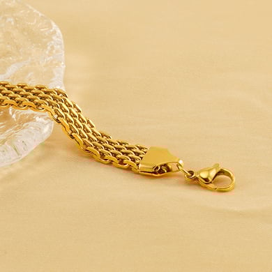 1 Piece Classic Series Retro Titanium Steel 18K Gold Plated Unisex Chain Bracelets h5 Picture5