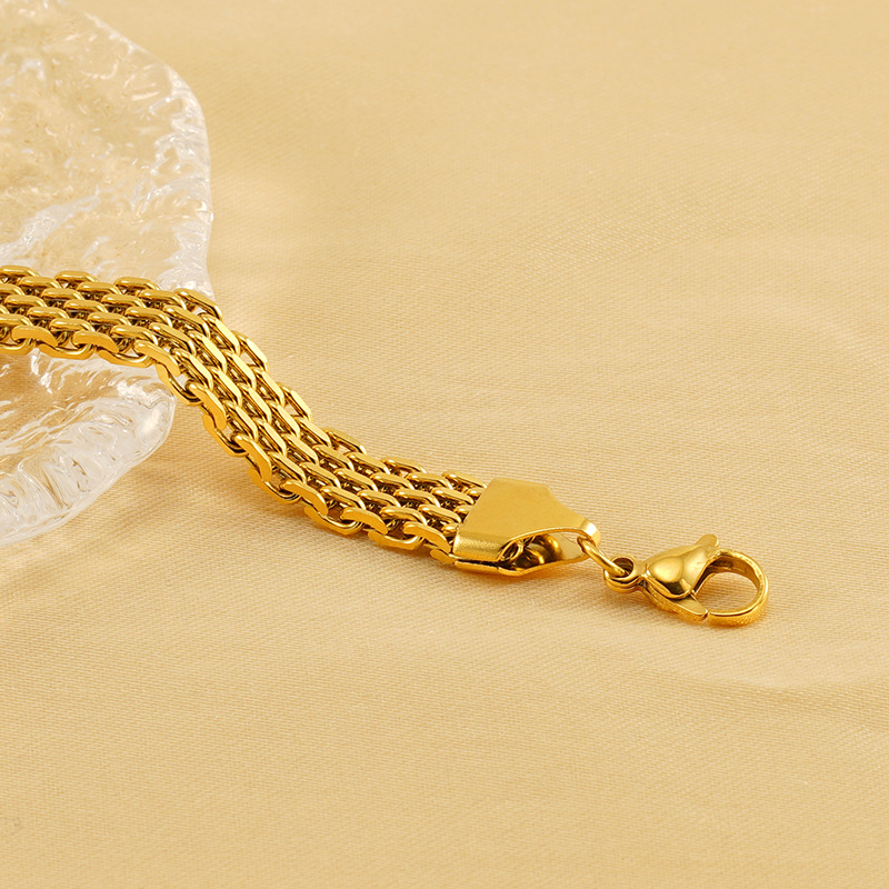 1 Piece Classic Series Retro Titanium Steel 18K Gold Plated Unisex Chain Bracelets Picture5
