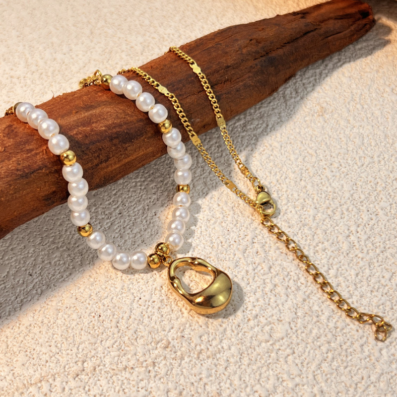 1 Piece Oceanic Stainless Steel Gold Color Women's Beaded Necklaces Picture4