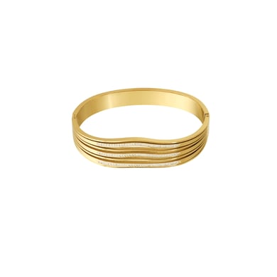 1 Piece Radiant Series Classic Sleek Strip Stainless Steel Gold Color Women's Bangles h5 Picture5