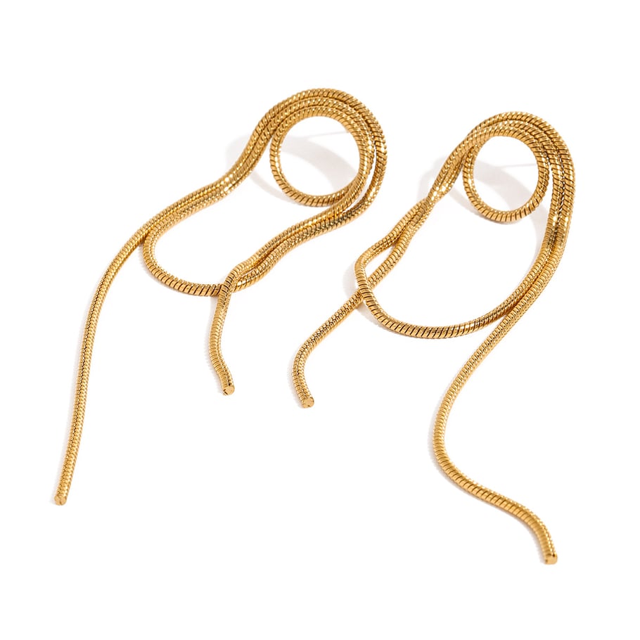 1 Pair Simple Series Retro Tassel Stainless Steel 18K Gold Plated Women Stud Earrings Picture5