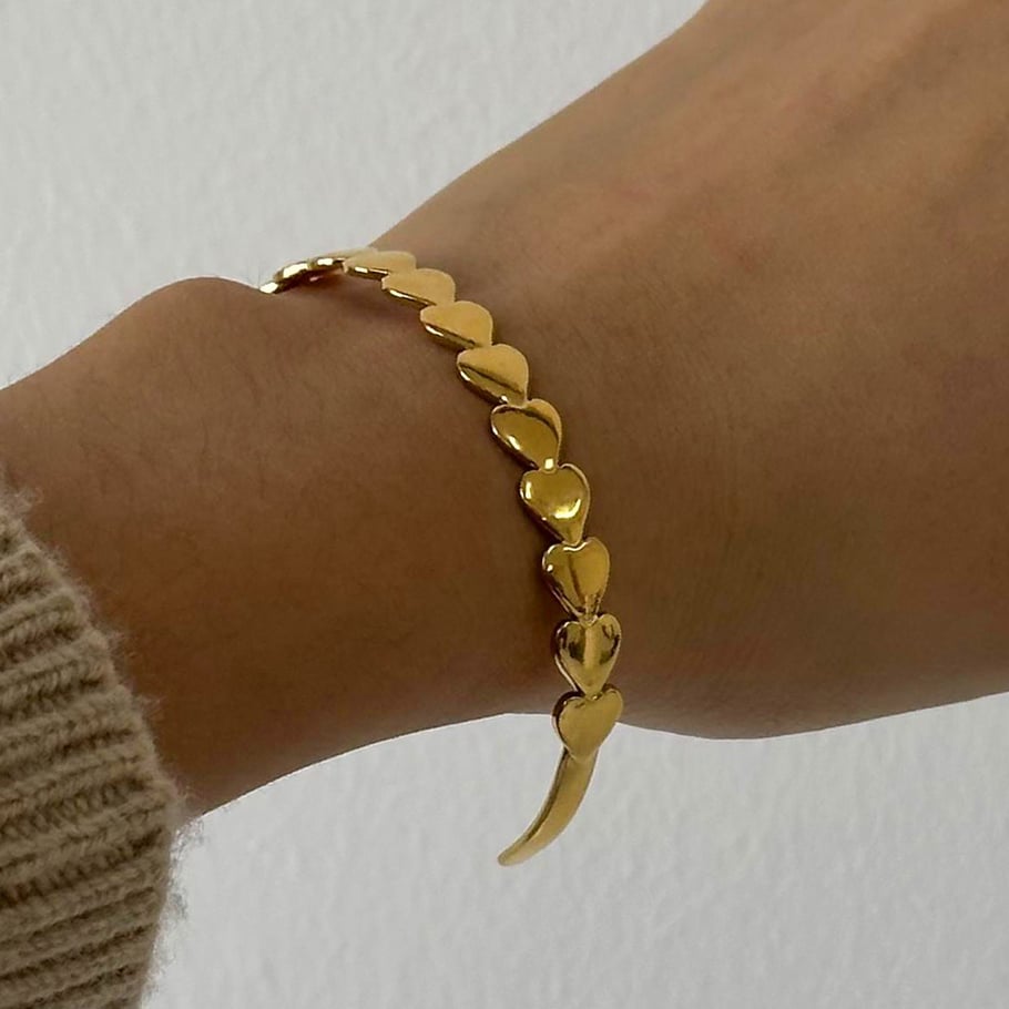 1 Piece Simple Series Simple Heart Stainless Steel 18K Gold Plated Women Bangles Picture4