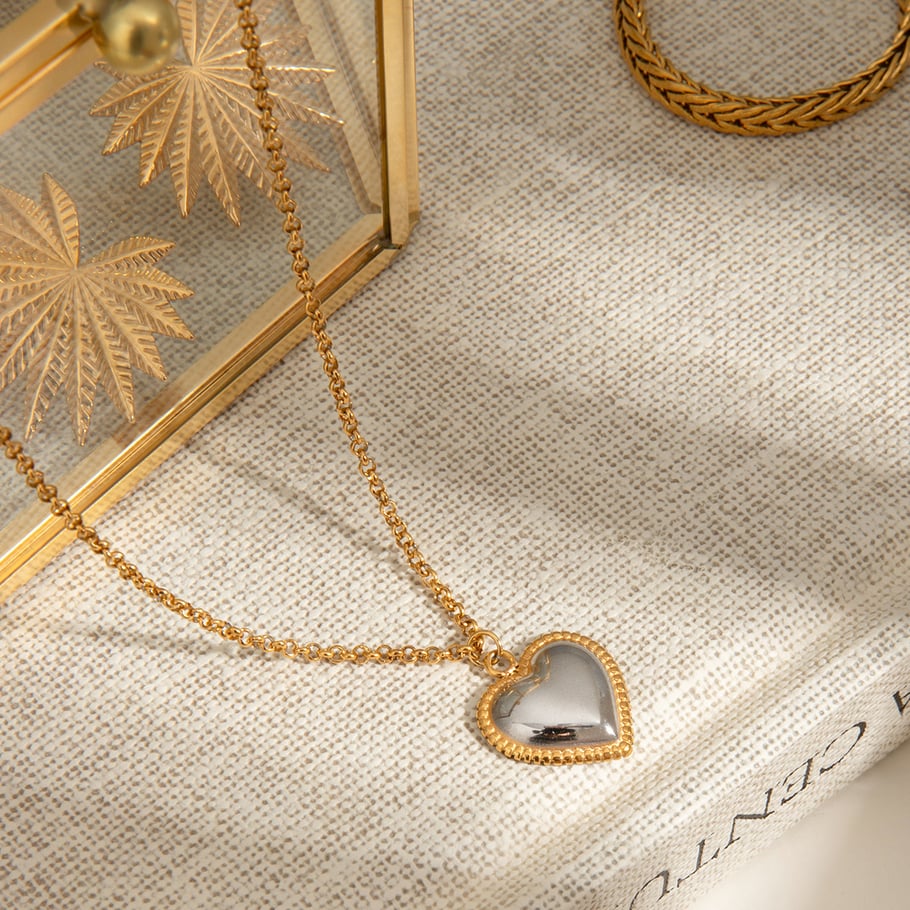 1 pezzo serie romantica dolce cuore in acciaio inossidabile placcato oro collane con ciondolo da donna Immagine7