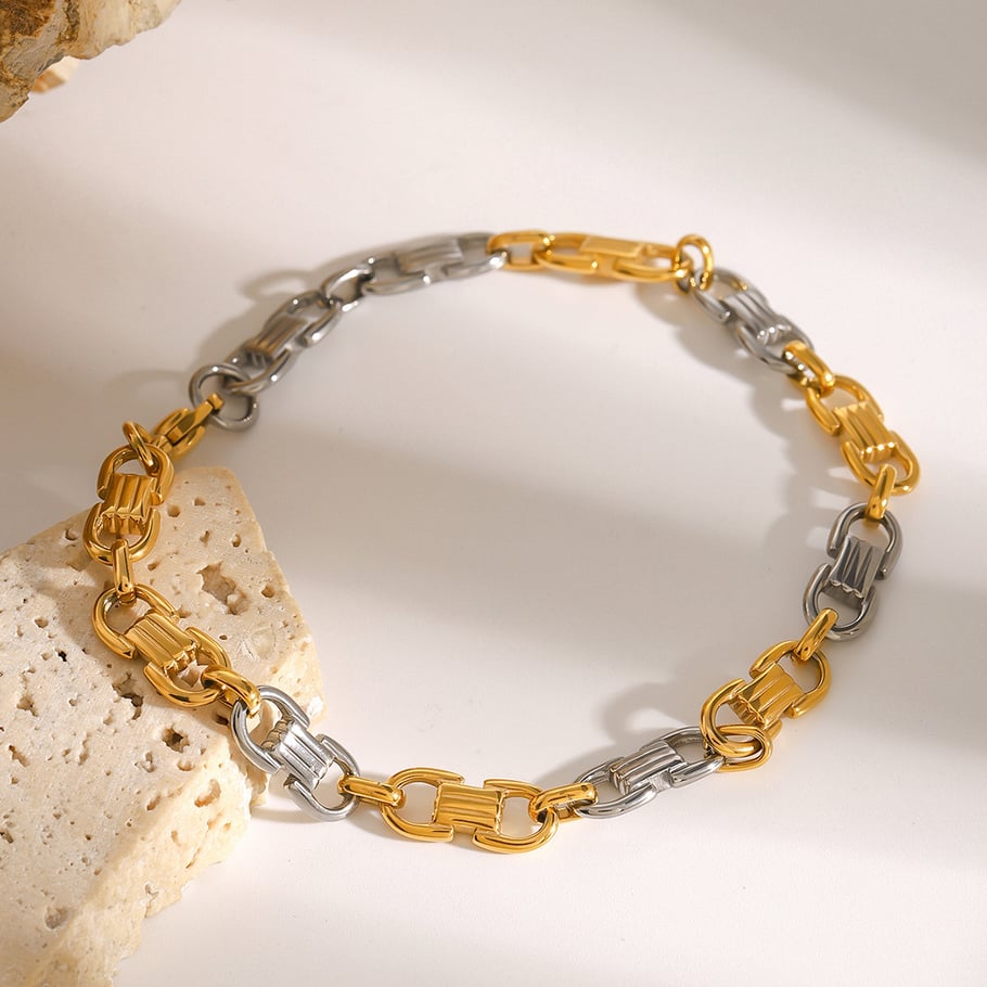 1 Piece Simple Series Casual Geometric Stainless Steel 18K Gold Plated Women Chain Bracelets Picture4