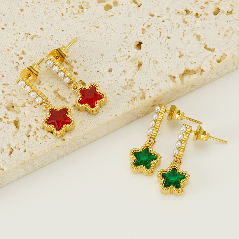 1 Pair Star Pearl Decorated Classic Daily Women's Pendant Earrings Picture5