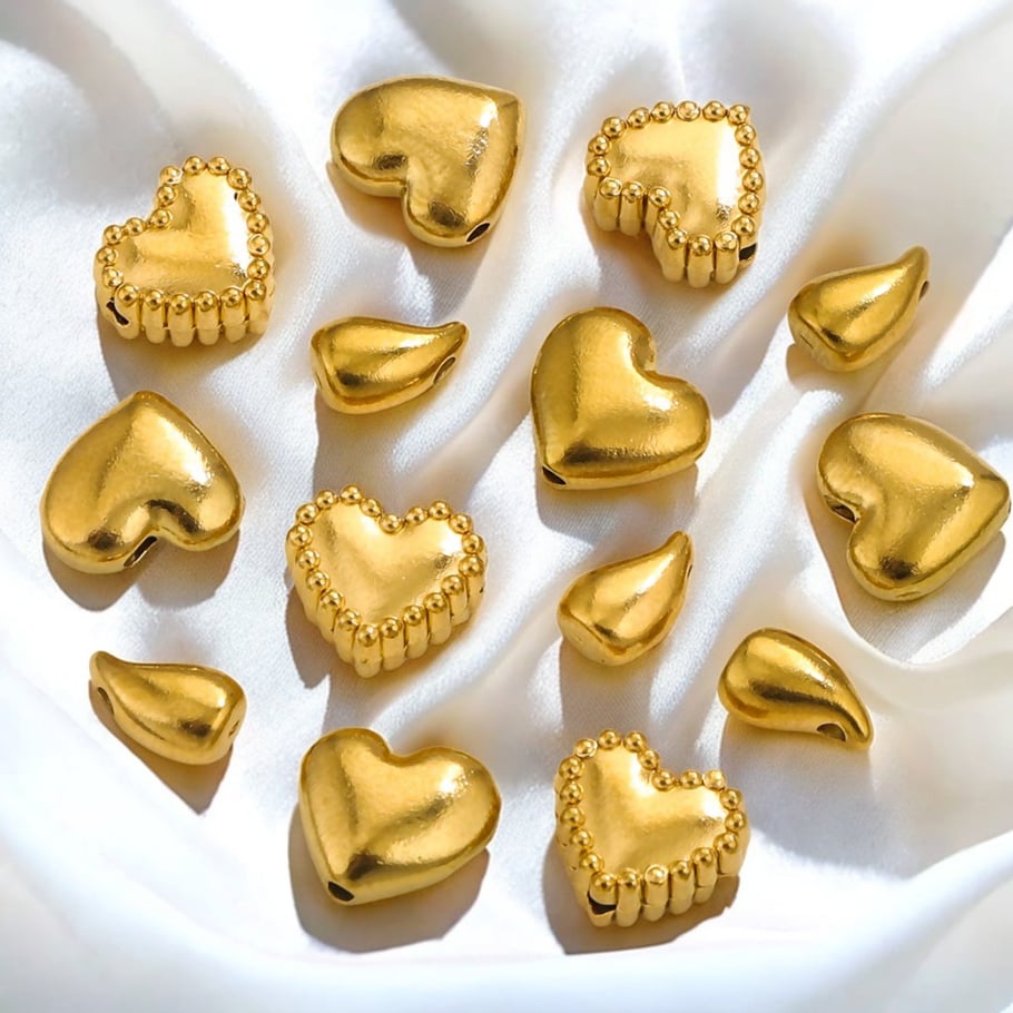 1 Paar Simple Series Simple Heart Edelstahl 18 Karat vergoldete Damenanhänger Bild3