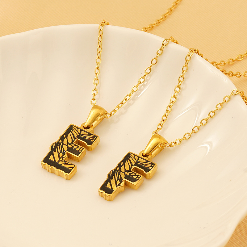 1 Piece Classic Letter Titanium Steel 18K Gold Plated Unisex Pendant Necklaces Picture3