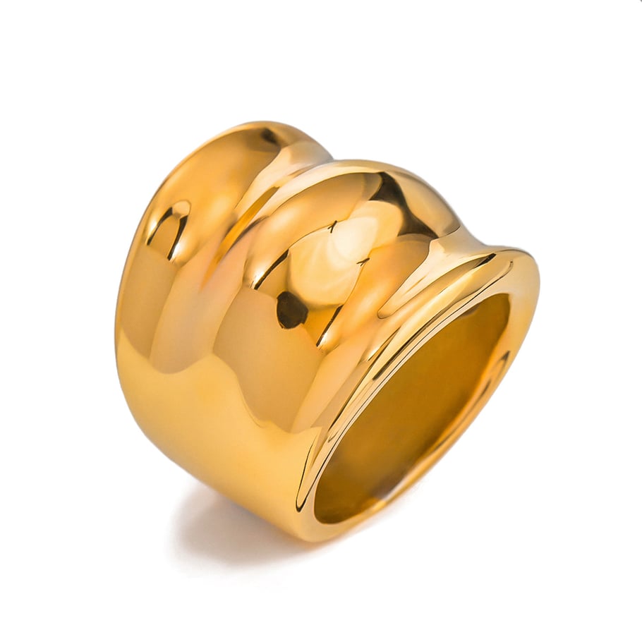 1 Pair Simple Series ins style Solid Color Stainless Steel 18K Gold Plated Women Single Ring Picture6