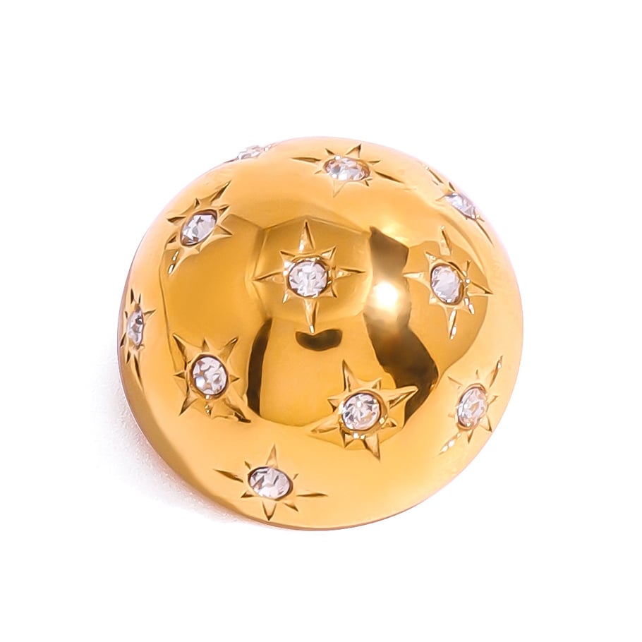1 Paar Simple Series Klassische geometrische Edelstahl 18 Karat vergoldet Strass Damen Broschen Bild5