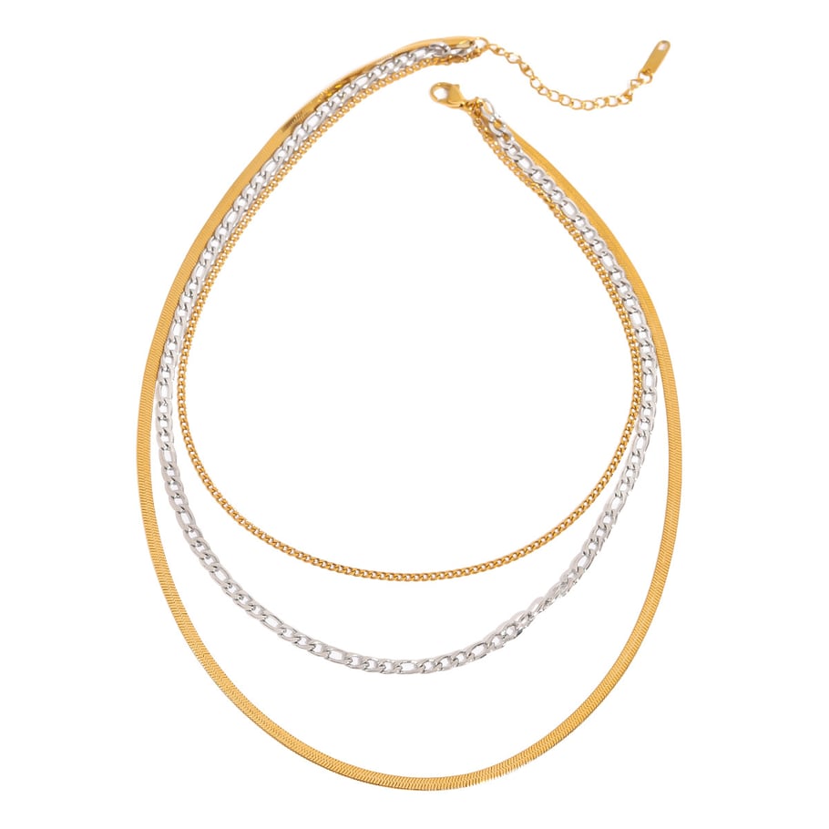 1 Piece Simple Series Charming Style Line Stainless Steel Gold & Silver Color Women's Layered Necklaces Picture6