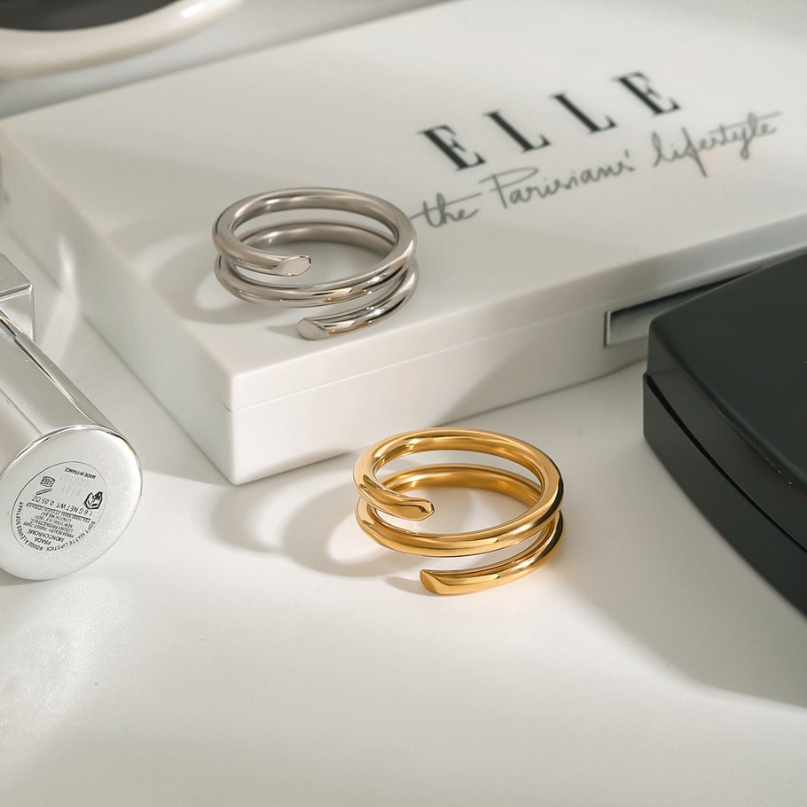 1 Piece Simple Series High-end Circle Stainless Steel   Gold Color  Women's Single Rings Picture9