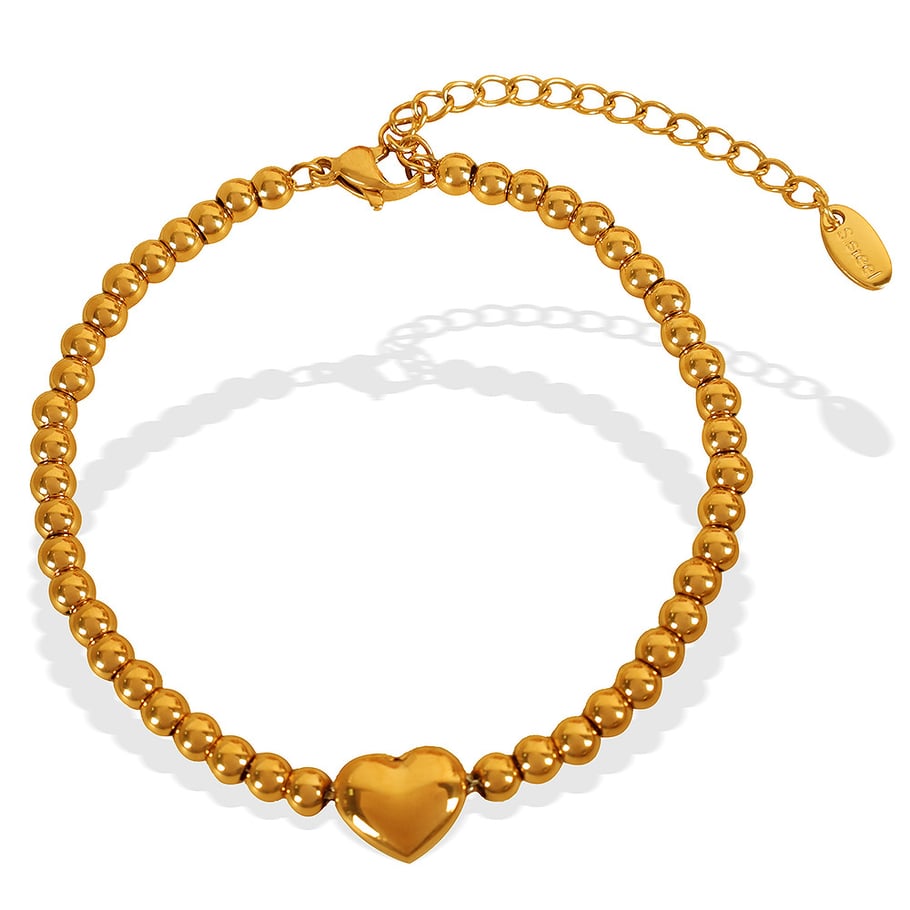 1 Piece Simple Series Retro Heart Stainless Steel 18K Gold Plated Women Beaded Bracelets Picture8