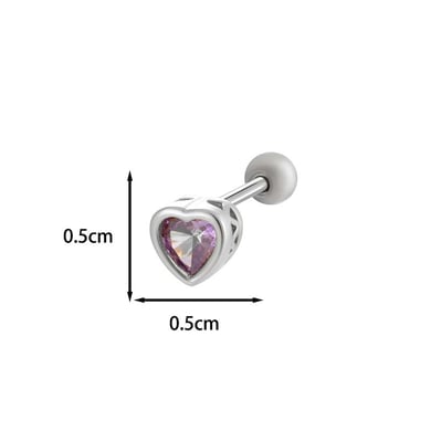 1 Piece Classic Heart Copper Zircon Women's Piercing Earrings h5 Picture2