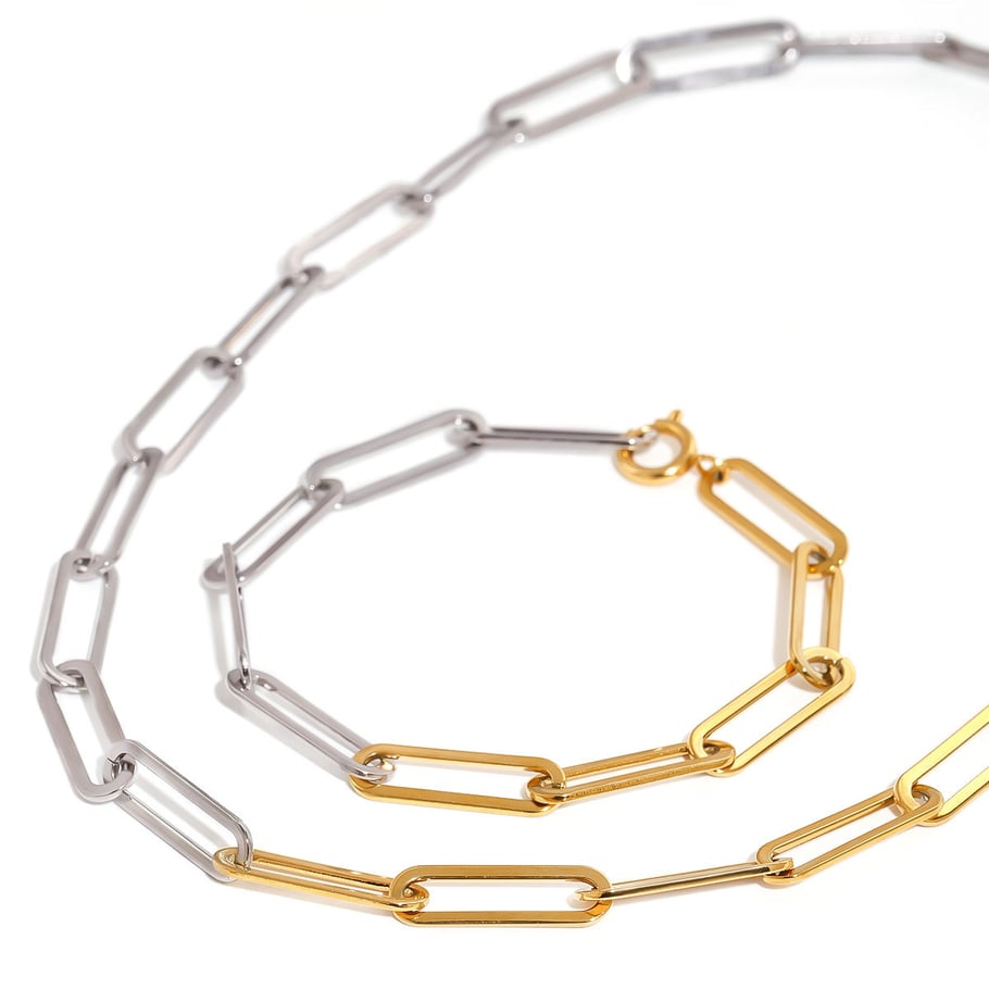 1 stuk Simple Series Daily line roestvrij staal 18K verguld dames ketting armbanden Afbeelding10