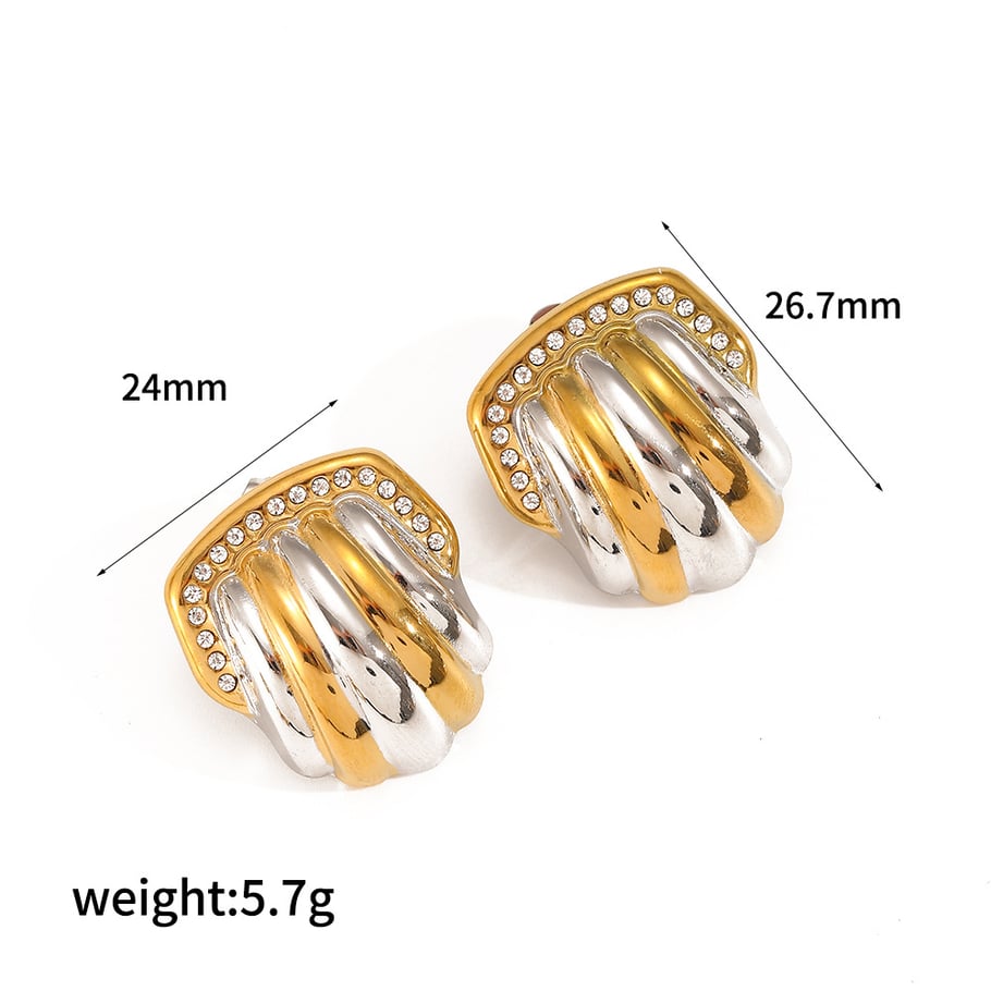 1 Pair Simple Series ins style Geometric Stainless Steel 18K Gold Plated Women Stud Earrings Picture4