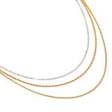 1 Stück Simple Series Europa und Amerika Linie Edelstahl Gold Farbe Damen Layered Halsketten h5 Bild9
