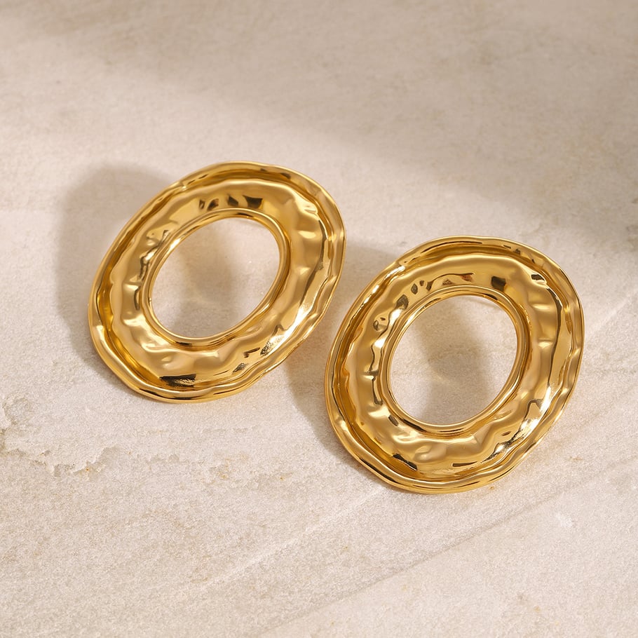 1 Pair Simple Series Simple Geometric Stainless Steel 18K Gold Plated Women Stud Earrings Picture3