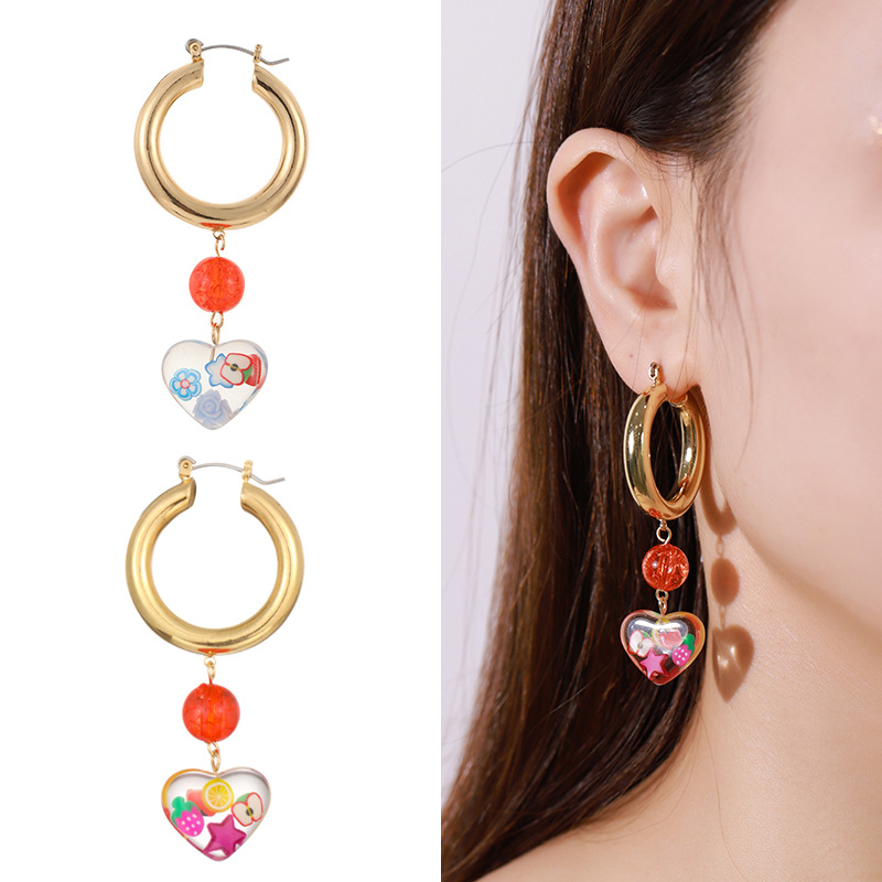1 Pair Romantic Series Vacation Colorful Fruit Exaggerated Gold Color Alloy Women's Drop Earrings Picture3