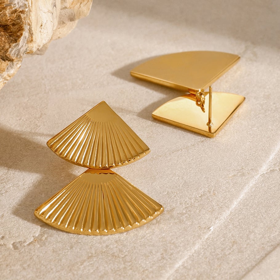 1 Paar Simple Series Ins Style Geometrischer Edelstahl 18 Karat vergoldete Damen-Tropfenohrringe Bild4