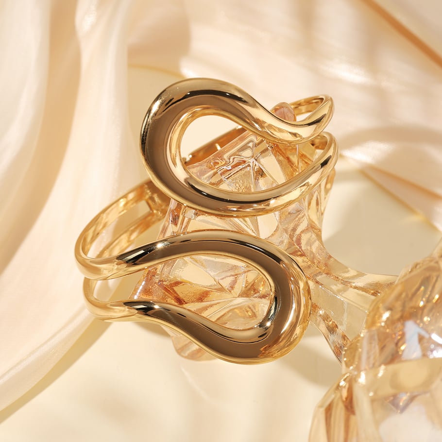 1 Piece Gleaming Series Daily Dazzling Droplet Stainless Steel Gold Color Women's Bangles Picture7