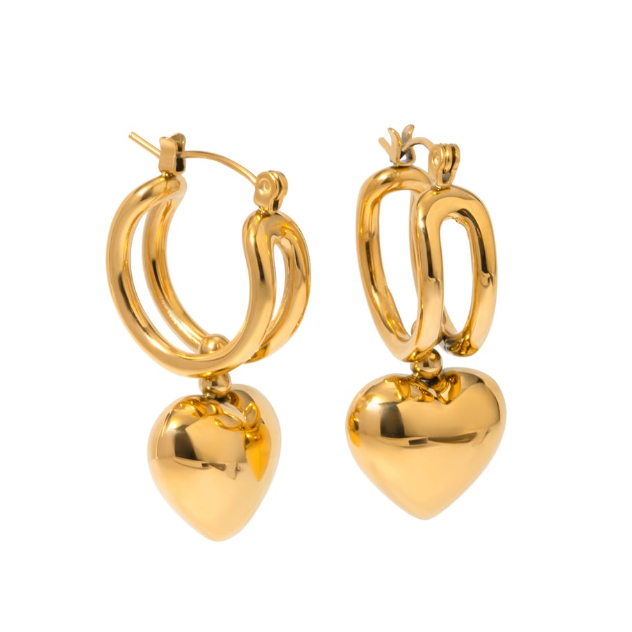 1 Pair Simple Series Classic Heart Stainless Steel 18K Gold Plated Women Drop Earrings Picture5
