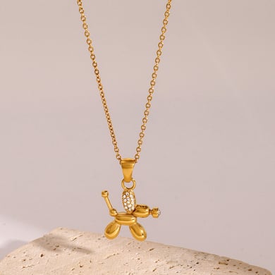 1 Piece Simple Series Cute Animal Stainless Steel 18K Gold Plated Rhinestone Women Pendant necklaces h5 Picture3