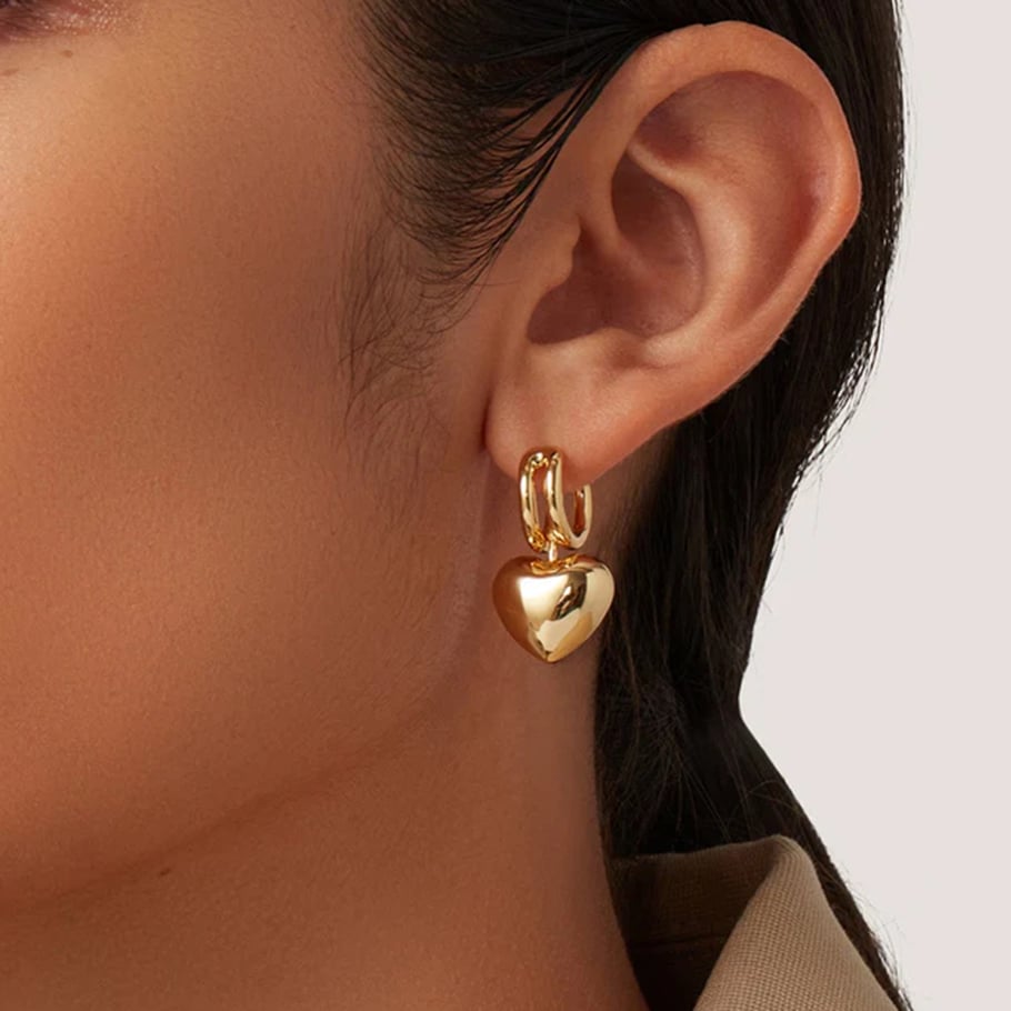 1 Pair Simple Series Classic Heart Stainless Steel 18K Gold Plated Women Drop Earrings Picture4