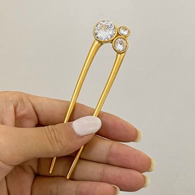 1 Paar Simple Series Süße geometrische Edelstahl 18K vergoldet Zirkon Damen Haarspangen h5 Bild4