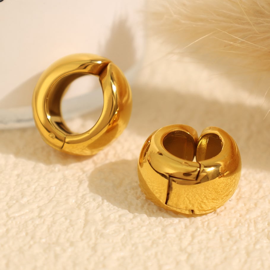 1 Paar Simple Series Klassische einfarbige Edelstahl-Ohrclips in Goldfarbe für Damen Bild4