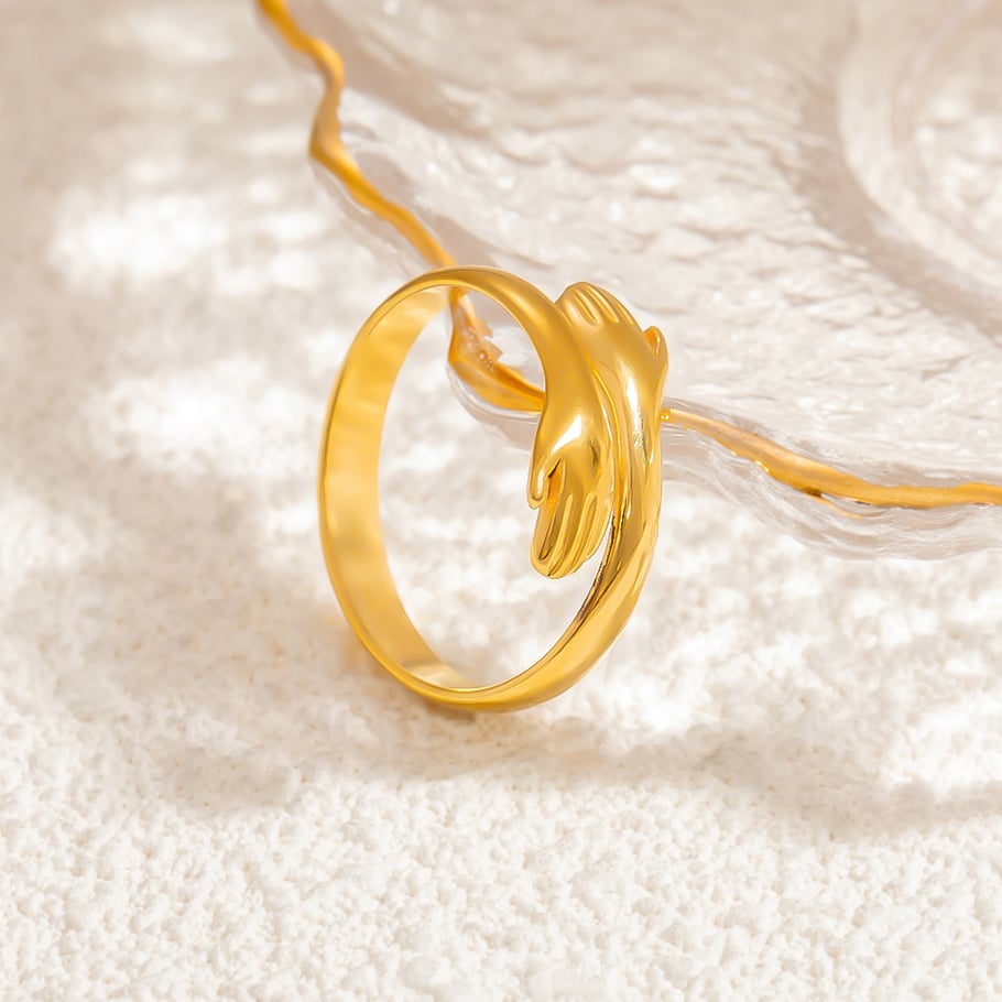 Anillos ajustables para mujer de acero inoxidable color dorado con figura romántica de 1 pieza Imagen4