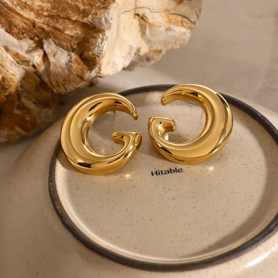 1 Pair Simple Series ins style Geometric Stainless Steel 18K Gold Plated Women Stud Earrings h5 Picture5