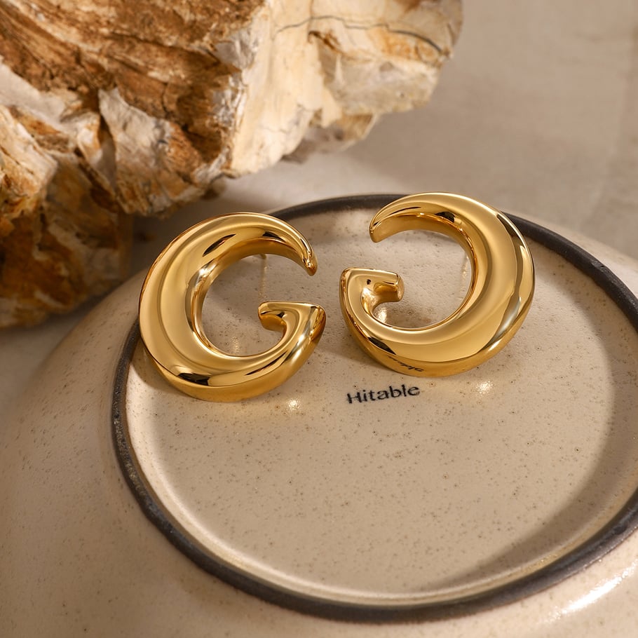 1 Pair Simple Series ins style Geometric Stainless Steel 18K Gold Plated Women Stud Earrings Picture5