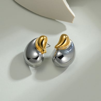 1 paire de boucles d&#39;oreilles à tige en acier inoxydable plaqué or 14 carats pour femme, style décontracté, série Simple h5 Image4