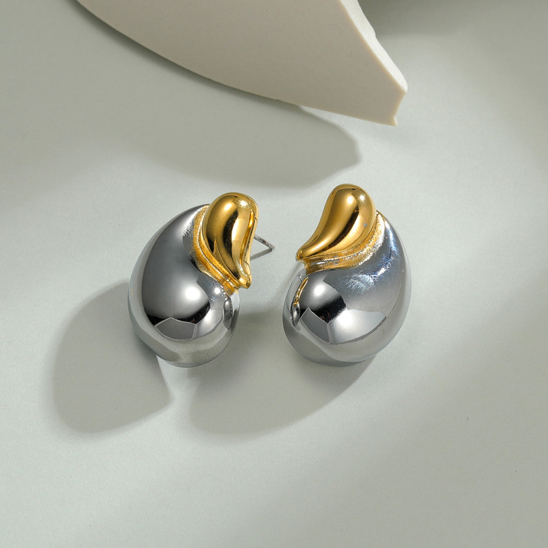 1 paire de boucles d&#39;oreilles à tige en acier inoxydable plaqué or 14 carats pour femme, style décontracté, série Simple Image4
