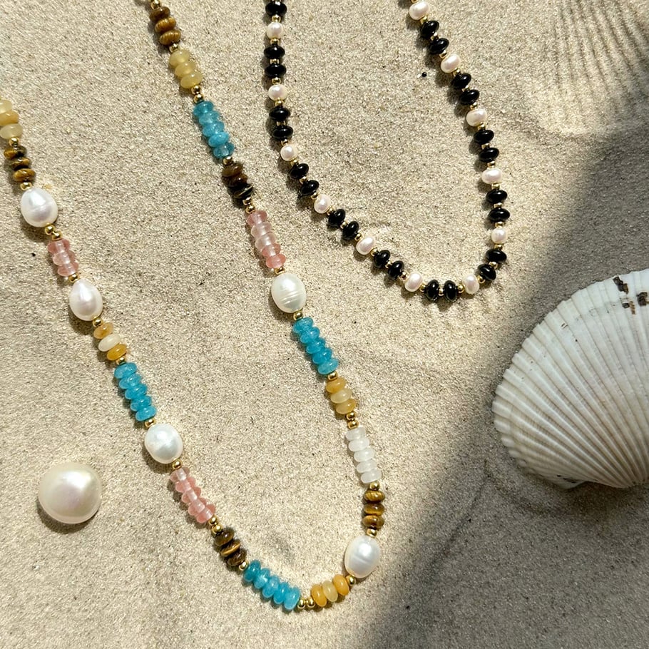 1 piece classic series elegant beads stainless steel gold plated artificial pearl women beaded necklaces h5Picture4