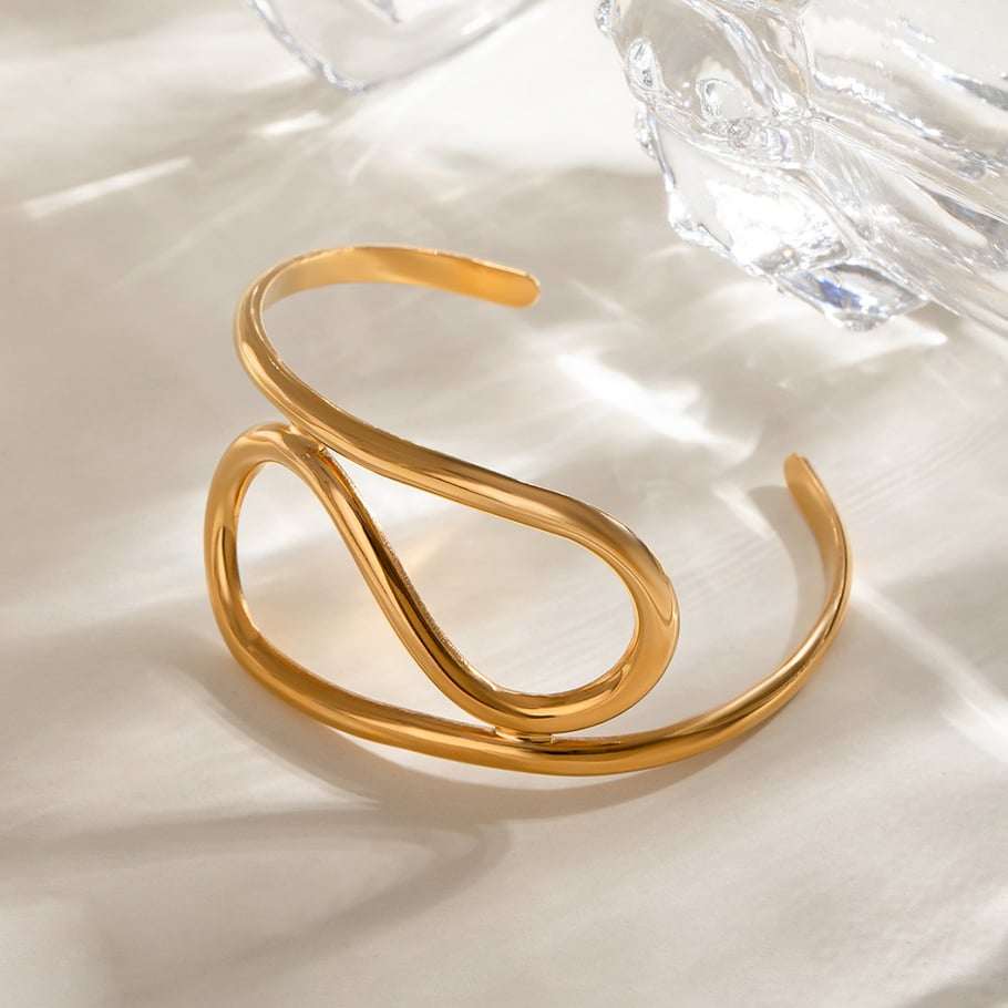 1 Piece Simple Series Simple Annular Stainless Steel 18K Gold Plated Women Bangles Picture4