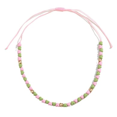 1 Piece Designable Series Sweet Color of Macaron Heart Shape Alloy Women's Beaded Necklaces h5 Picture6
