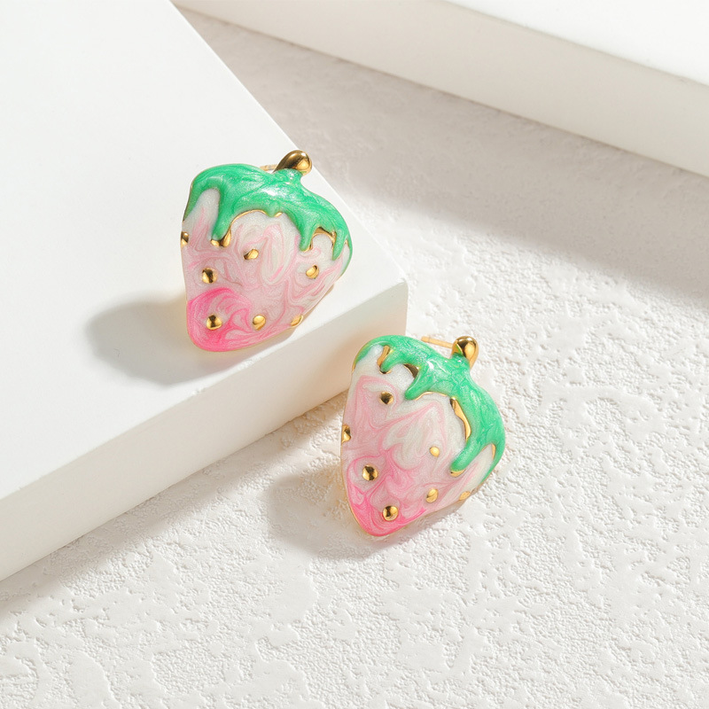 1 Pair Simple Series Sweet Cute Fruit Stainless Steel Women's Stud Earrings Picture2